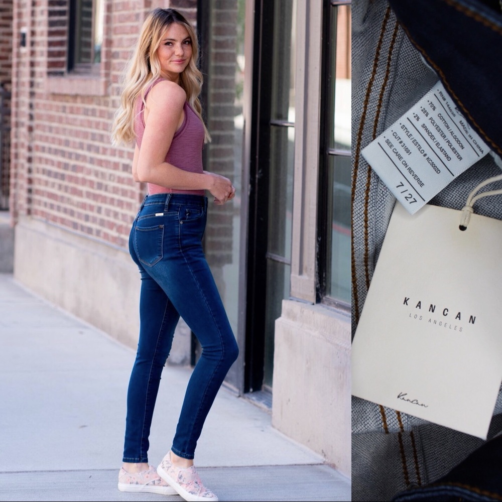 KanCan Dark High Rise Distressed Skinny Jeans 7 27